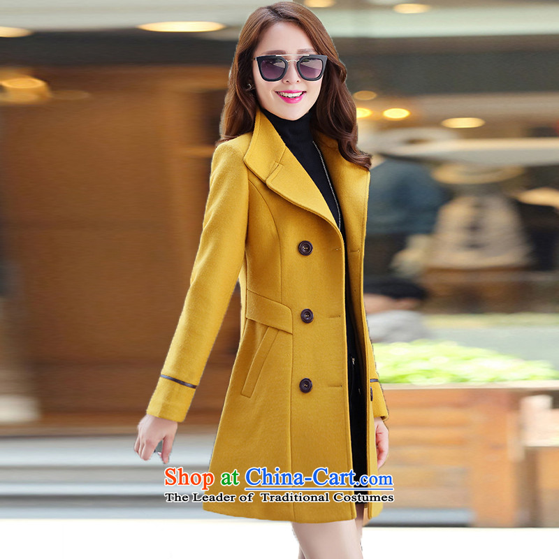 Supervision of the Netherlands-2015 autumn and winter new Korean fashion Sau San wild temperament woolen coat in the long hair? coats female 1368 Yellow Line Supervision shirt-L, , , , shopping on the Internet