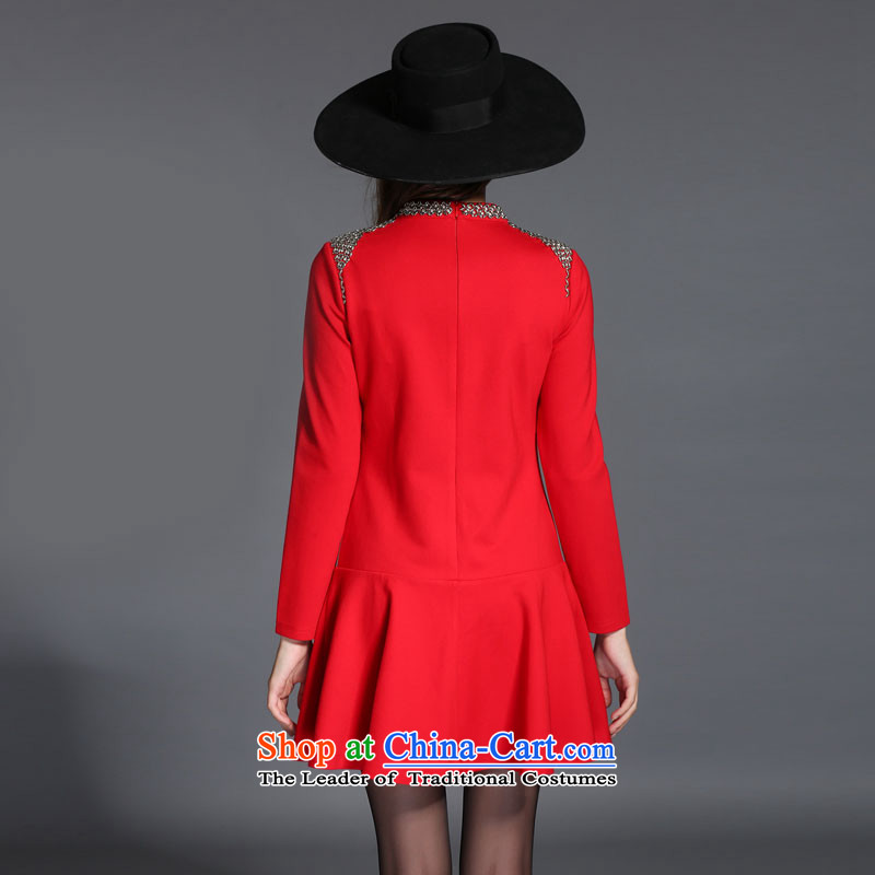High-end to Europe and the process large fat mm thick women fall to increase expertise with sister 200 catties video thin skirt wear skirts winter dresses long-sleeved red 5XL, round-neck collar, poetry m (RUISMEES) , , , shopping on the Internet