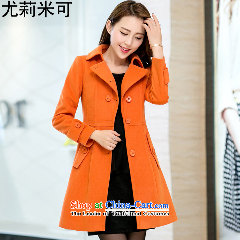 Julie m to 2015 autumn and winter New Women Korean fashion cloak?   in gross jacket long coats female n1106 gross? orange M M Julie shopping on the Internet has been pressed.