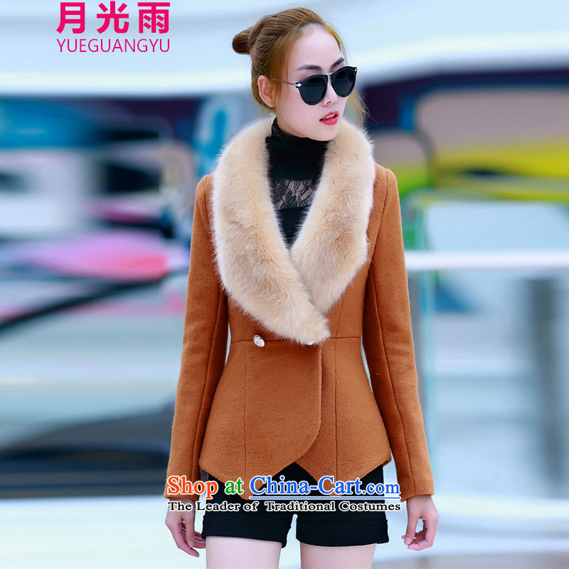 The Moonlight Rain Coat 2015 gross? autumn and winter new for women Korean citizenry nagymaros for a wool coat short Ms. stylish yellowXXL
