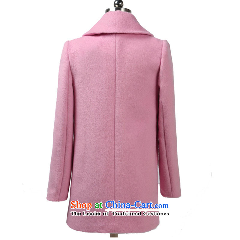 Yi with grass 2015 autumn and winter coats won)? a new version of the girl in the body of the decoration a long-sleeved jacket large lapel gross coats pink S? Yi with grass (yiyucao) , , , shopping on the Internet