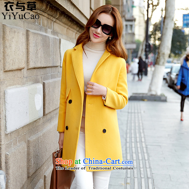 Yi with grass autumn 2015 the new Korean version of gross large loose coat?? graphics thin hair so Coat jacket women, red winter S Yi with grass (yiyucao) , , , shopping on the Internet