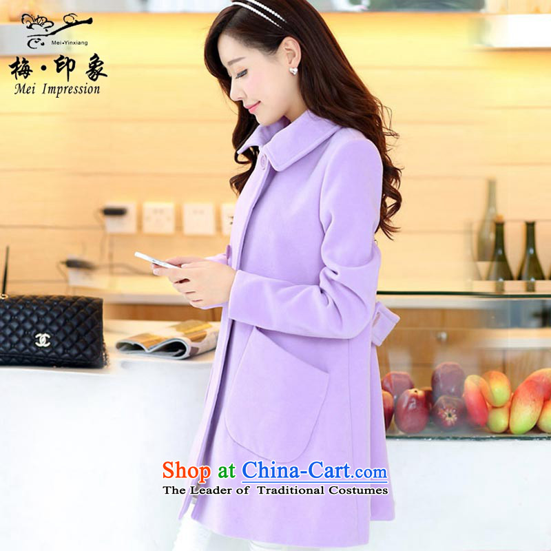 Mui impression Fall/Winter Collections 2015 new double-thick mm larger ladies casual jacket relaxd minimum gross? incense windbreaker girls a wool coat female violet M 90-105 catty to wear, Jaime impression (mei impression) , , , shopping on the Internet