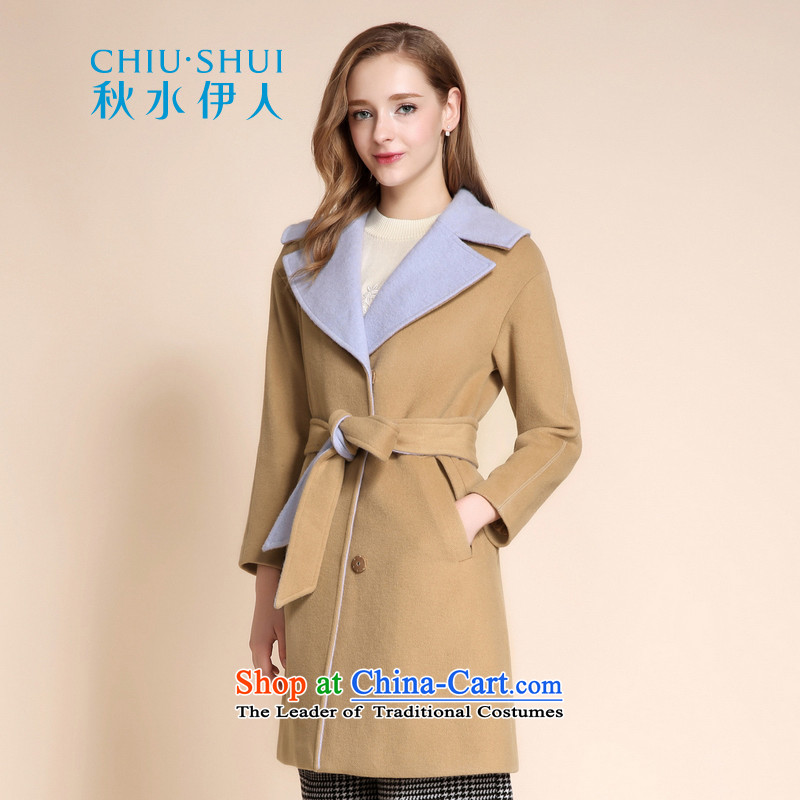 Chaplain who 2015 winter clothing new women's stylish color plane collision lapel Foutune of medium to long term gross Jacket coat and color?165_88A_L