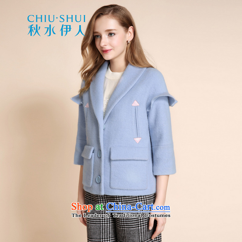 Chaplain who 2015 winter new women's sweet loose lapel niba rotator cuff stitching wool coat jacket pale blue? 155/80A/S, chaplain who has been pressed shopping on the Internet