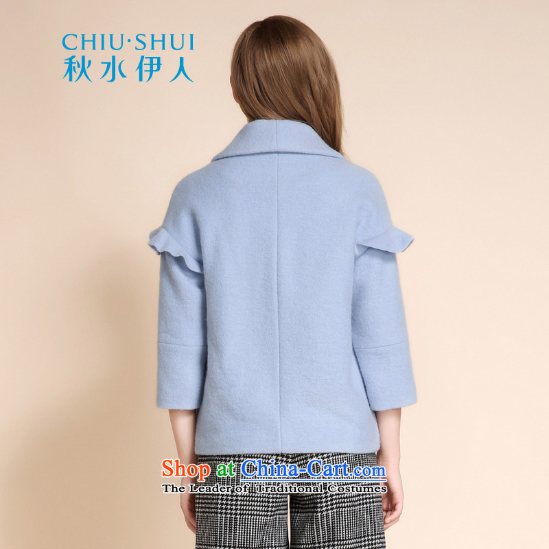 Chaplain who 2015 winter new women's sweet loose lapel niba rotator cuff stitching wool coat jacket pale blue? 155/80A/S, chaplain who has been pressed shopping on the Internet