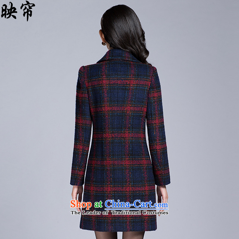 Image of the autumn and winter 2015 curtain New Women Korean fashion sense of long-sleeved elegant gross is checked jacket y1342# Red Grid Image curtain.... XL, online shopping