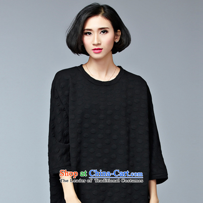 Double Chin Yi Su-autumn and winter large women's dresses to intensify the long loose dress code, both black ZM7536 Vivian Hsu Wei Ni shopping on the Internet has been pressed.