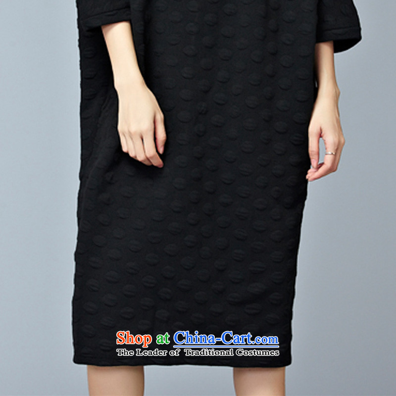 Double Chin Yi Su-autumn and winter large women's dresses to intensify the long loose dress code, both black ZM7536 Vivian Hsu Wei Ni shopping on the Internet has been pressed.