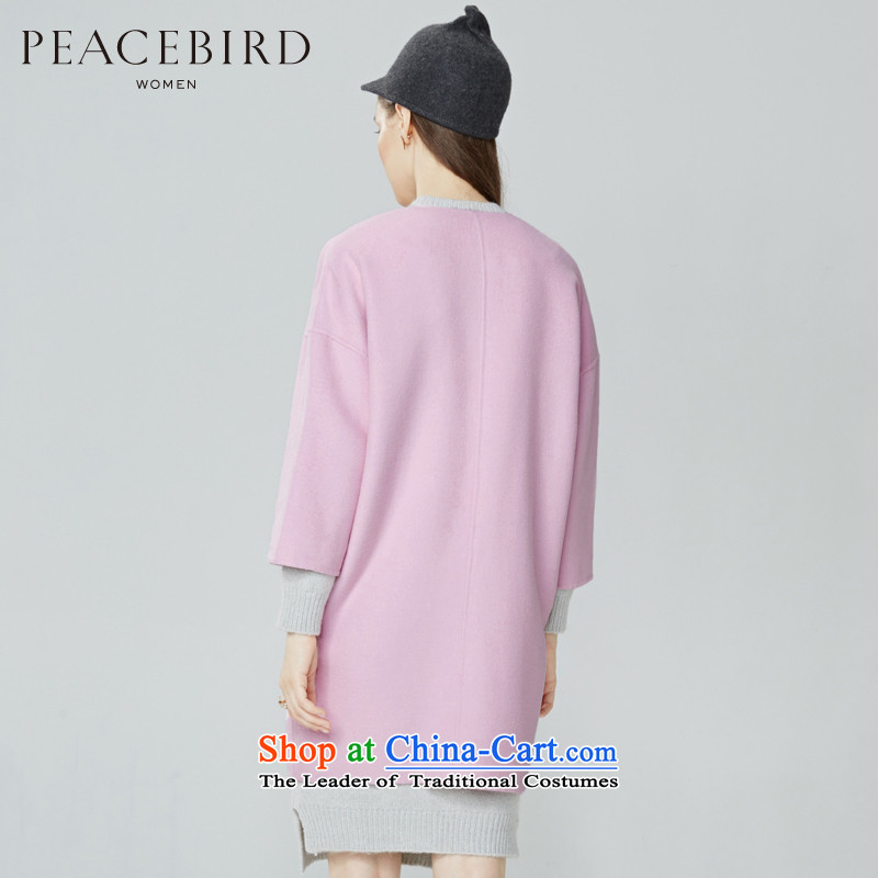 [ New shining peacebird Women's Health 2015 winter clothing new products round-neck collar double-side A4AA54521 coats , light blue peacebird shopping on the Internet has been pressed.