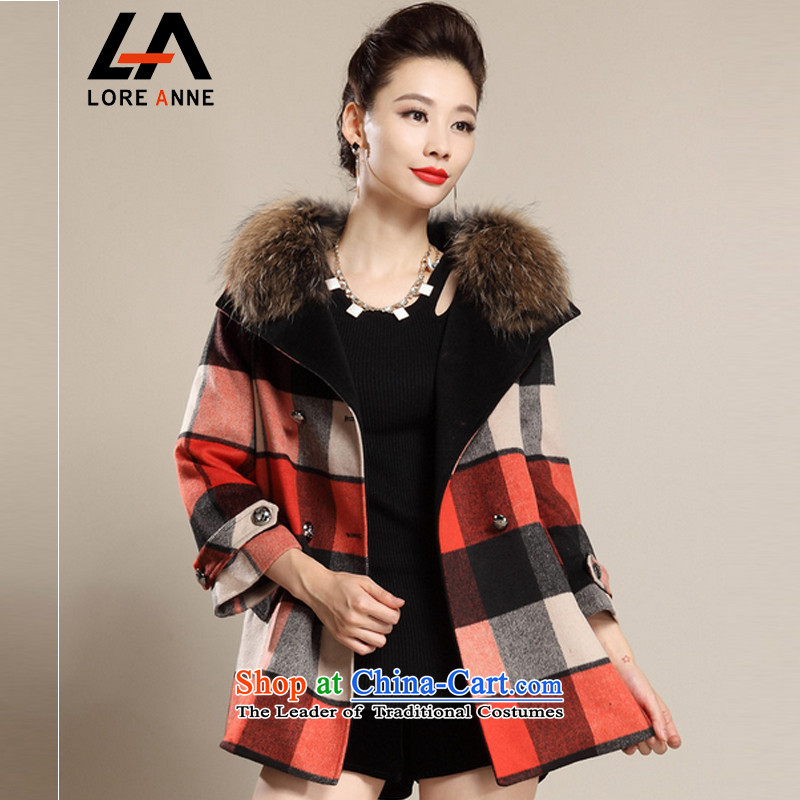 La 2015 autumn and winter genuine new Korean version of a girl in the wool? jacket long 7020 ORANGE L