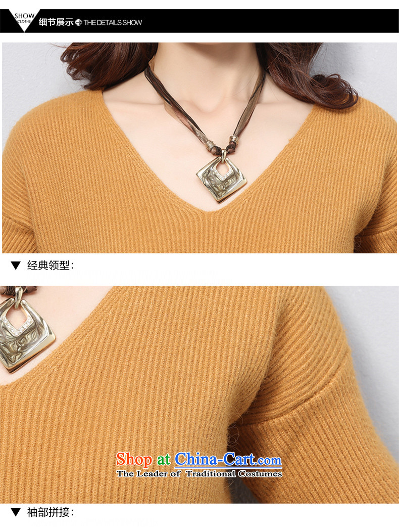 The British Platinum 2015 autumn and winter new larger female Korean version of Sau San Graphics V-Neck hedging thin stripes knitting sweater female Y1834 forming the Yellow  XL Photo, prices, brand platters! The elections are supplied in the national character of distribution, so action, buy now enjoy more preferential! As soon as possible.