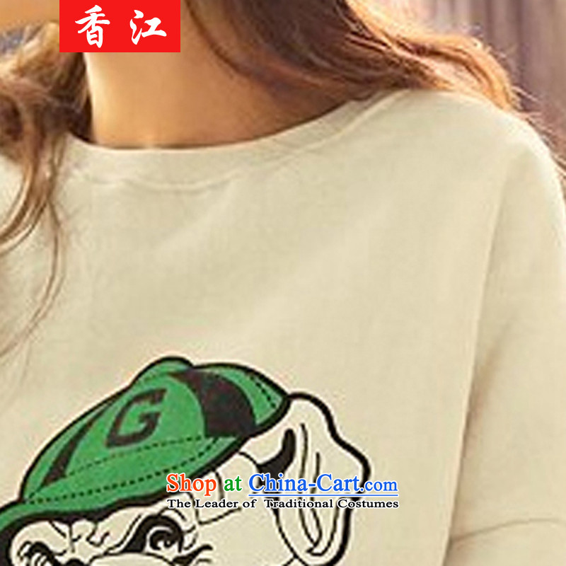 Xiang Jiang to increase women's code thick mm autumn replacing king code 200 catties obese children of long-sleeved T-shirt, forming the basis of stamp shirt thick sweater jacket 372 Large Black 5XL, Xiangjiang , , , shopping on the Internet