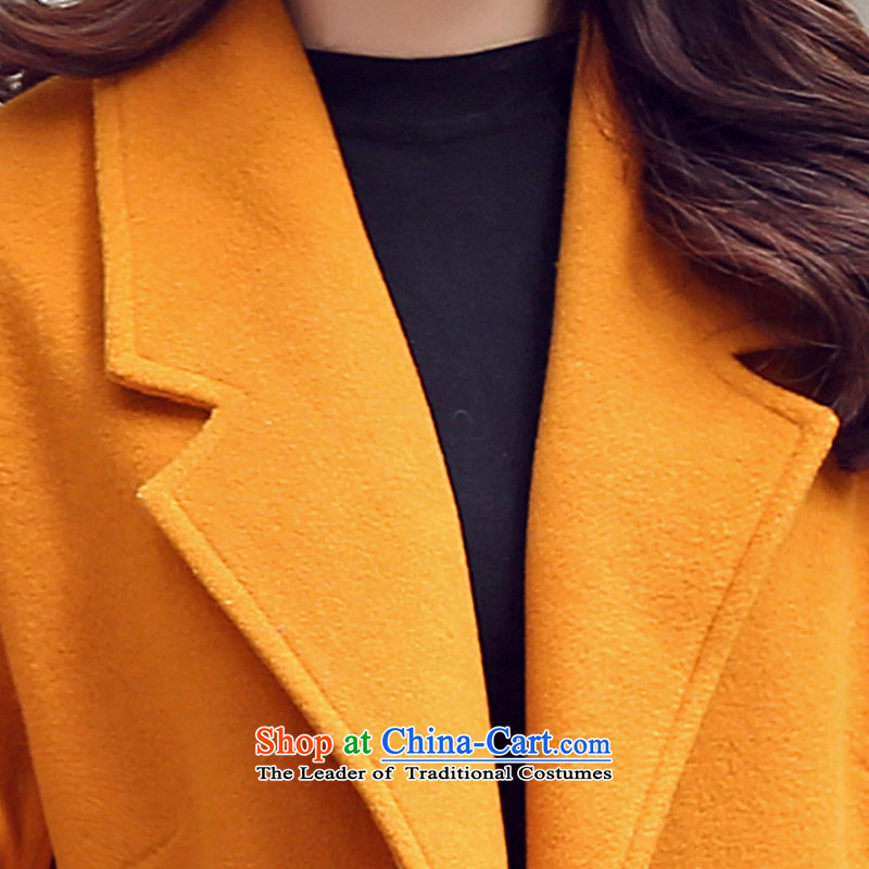 Vera wind 2015 autumn and winter new cocoon-jacket in gross? long large relaxd lapel Korean a woolen coat female Yellow M Vera winds (W-LAFONT) , , , shopping on the Internet