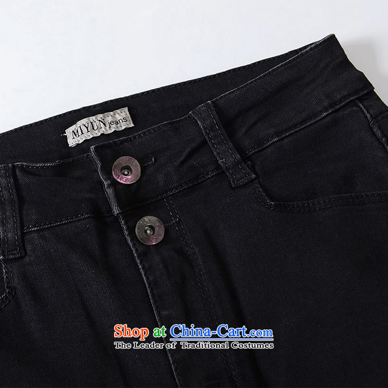 Nos winter larger female jeans thick sister Sau San Solid Color Top Loin of cowboy trousers Y80011 black 36 cannot, thin (NOS) , , , shopping on the Internet
