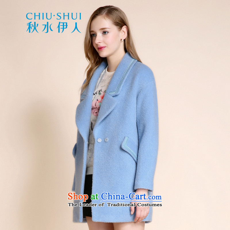 Chaplain who 2015 winter clothing new minimalist and Embroidery Stamp washable wool coat it suits jacket light blue 155/80A/S, chaplain who has been pressed shopping on the Internet