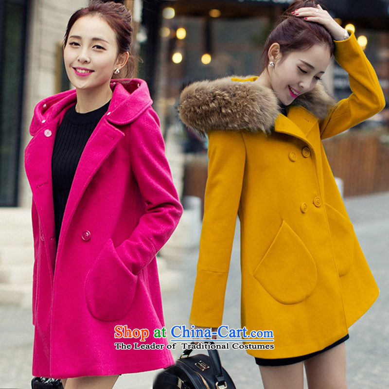 Meijia Garment2015 autumn and winter goddess of new van gross? double-Korea version long overcoat 3045 better REDM