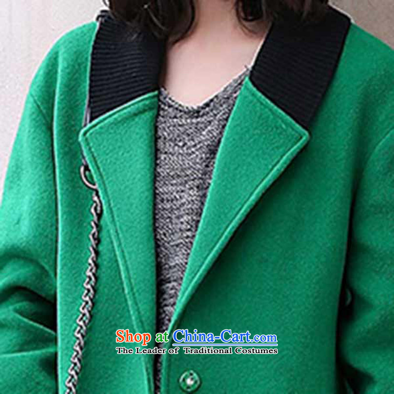 In the autumn of 2015, a new Pei fleece a wool coat in long female temperament lapel Sau San? jacket female Korea gross version of Pei (S, Emerald lanpei) , , , shopping on the Internet