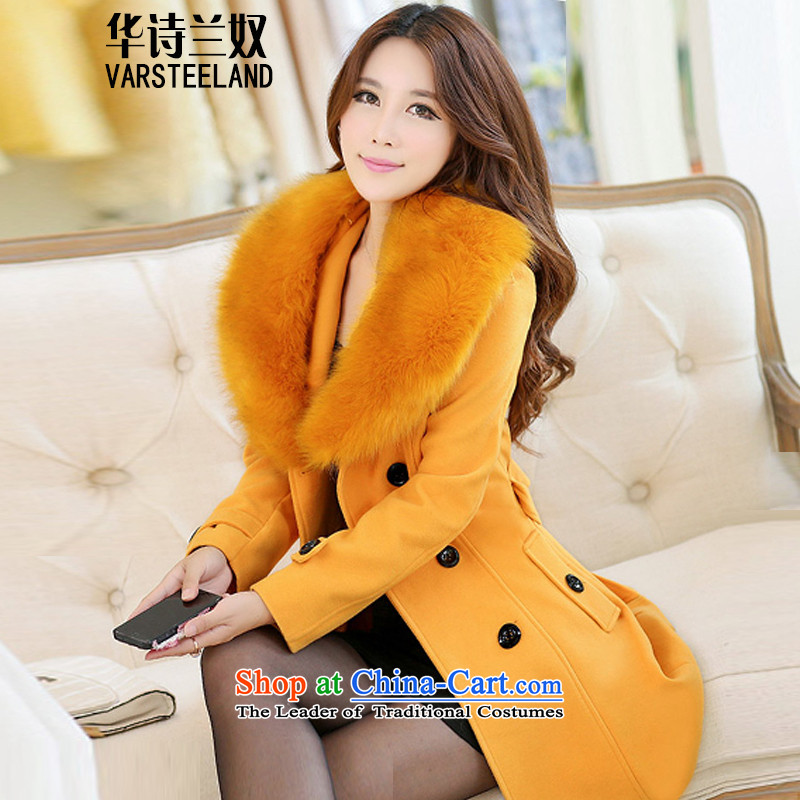 China, slave 2015 autumn and winter new women in Korean long hair Sau San? female D066 coats of yellow, L, China (VARSTEELANO slaves) , , , shopping on the Internet