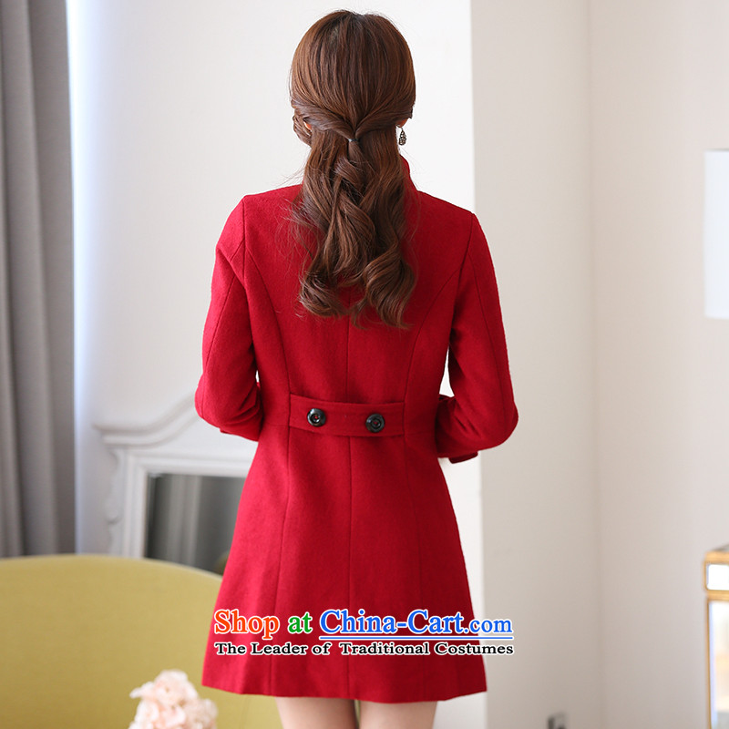 Indeed, the wool coat girl in gross? Long 2015 new Korean autumn and winter Europe a student? The jacket coat , L, of the 1617 Red (genafen indeed) , , , shopping on the Internet