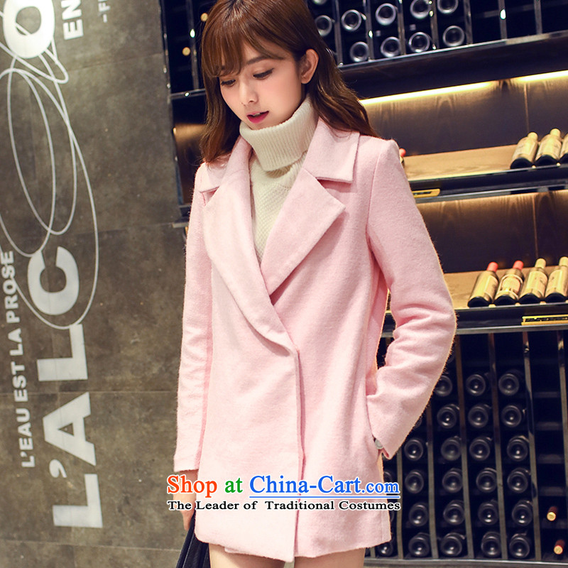 Indeed, the wool coat girl in gross? Long 2015 new Korean autumn and winter Europe a student? The Coat 1600 pink , L, indeed (genafen) , , , shopping on the Internet