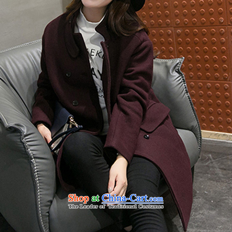 Oehe 2015 winter clothing new Korean version in Sau San long jacket, stylish girl video thin collar long-sleeved gross coats crimson red M,oehe,,,? Online Shopping