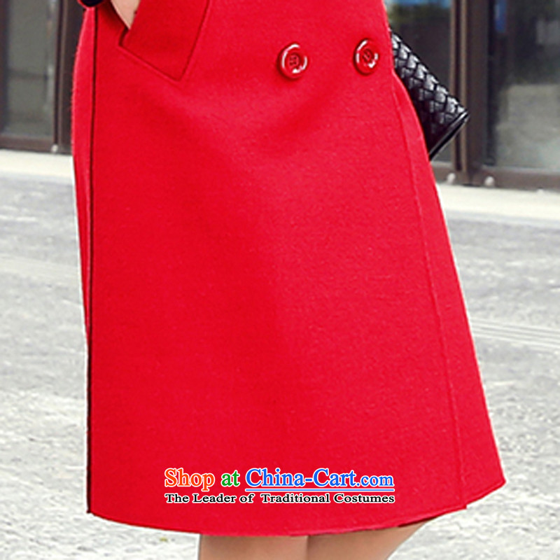 Oehe 2015 winter clothing new Korean version in Sau San long jacket, stylish girl video thin lapel long-sleeved red cloak gross? (True) 2XL,OEHE,,, gross for shopping on the Internet