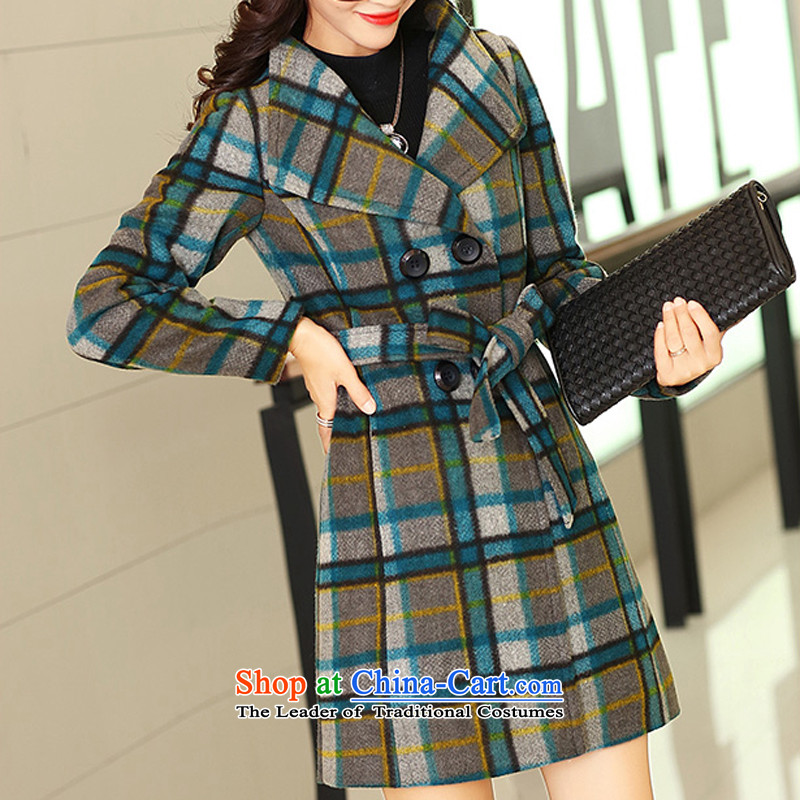 Oehe 2015 winter clothing new Korean version in Sau San long jacket, stylish girl video thin lapel long-sleeved dark green of the gross? coats XL,OEHE,,, shopping on the Internet