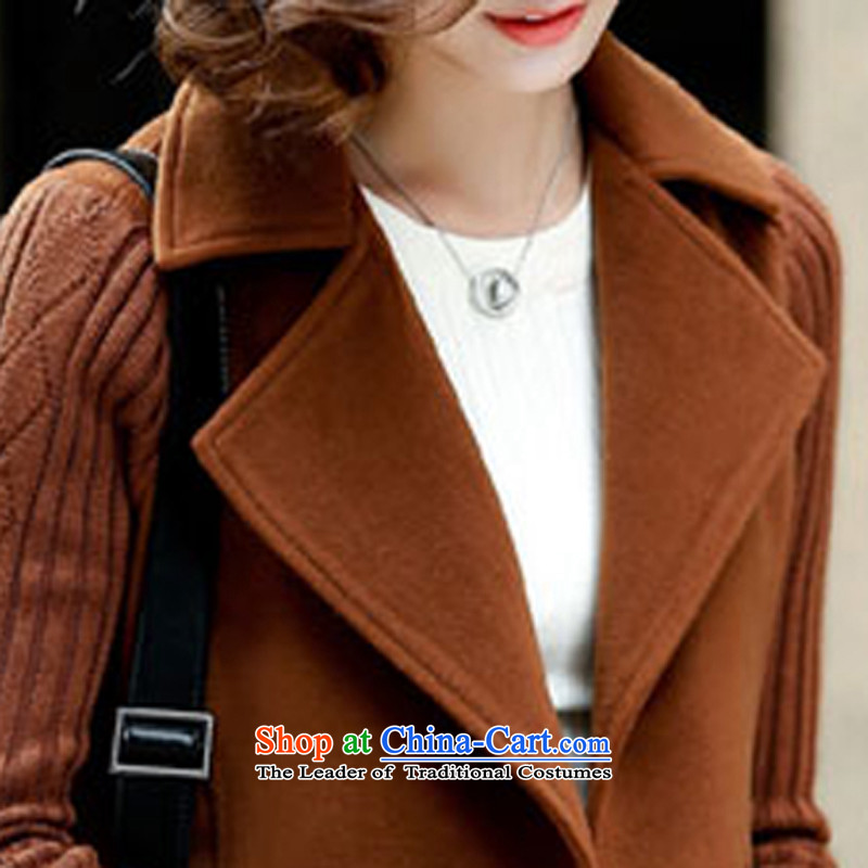 Oehe 2015 winter clothing new Korean version in Sau San long jacket, stylish girl video thin lapel long-sleeved brown overcoat M,oehe,,, gross? Online Shopping