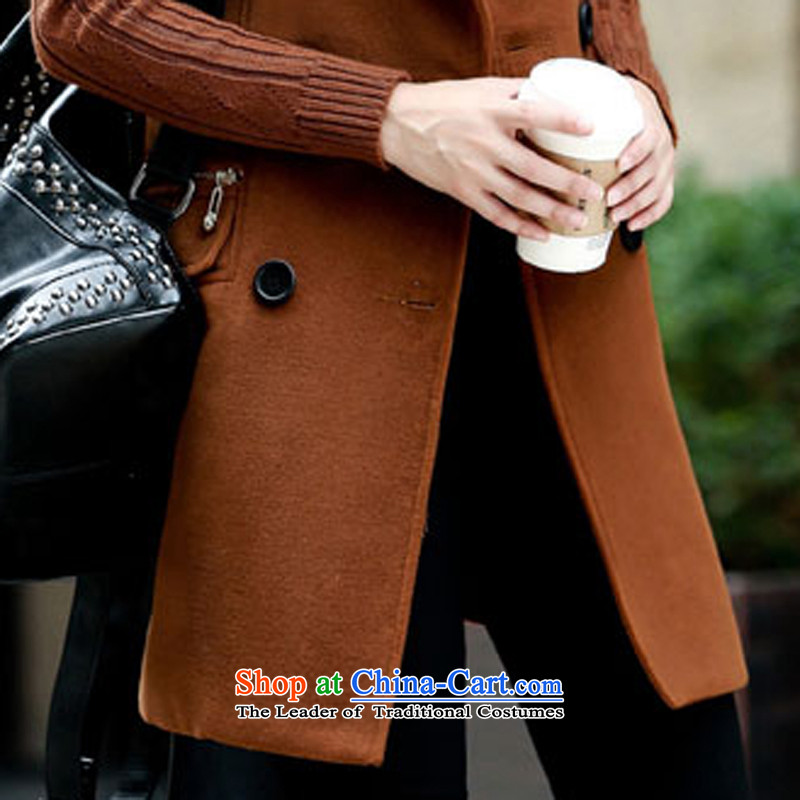 Oehe 2015 winter clothing new Korean version in Sau San long jacket, stylish girl video thin lapel long-sleeved brown overcoat M,oehe,,, gross? Online Shopping