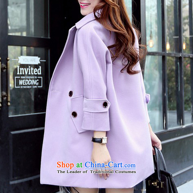 Oehe 2015 winter clothing new Korean version in Sau San long jacket, stylish girl video thin lapel long-sleeved coats purple XL,OEHE,,, gross? Online Shopping