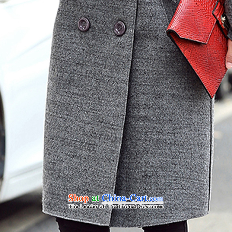 Oehe 2015 winter clothing new Korean version in Sau San long jacket, stylish girl video thin lapel long-sleeved gray overcoat XL,OEHE,,, gross? Online Shopping