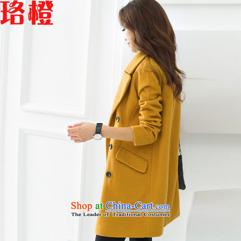 Judy 2015 autumn and winter new orange) long thick hair? female Korean jacket Sau San Mao? large coat a wool coat female yellow , L, Judy orange shopping on the Internet has been pressed.