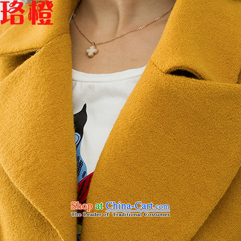 Judy 2015 autumn and winter new orange) long thick hair? female Korean jacket Sau San Mao? large coat a wool coat female yellow , L, Judy orange shopping on the Internet has been pressed.