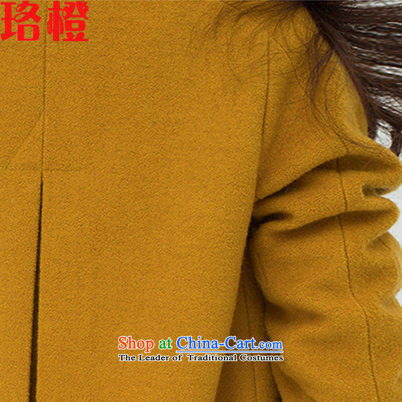 Judy 2015 autumn and winter new orange) long thick hair? female Korean jacket Sau San Mao? large coat a wool coat female yellow , L, Judy orange shopping on the Internet has been pressed.