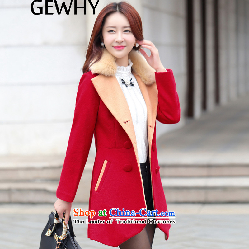 2015 Autumn and winter GEWHY new Korean Sau San double-long-sleeved jacket coat women gross? large red L,GEWHY,,, shopping on the Internet