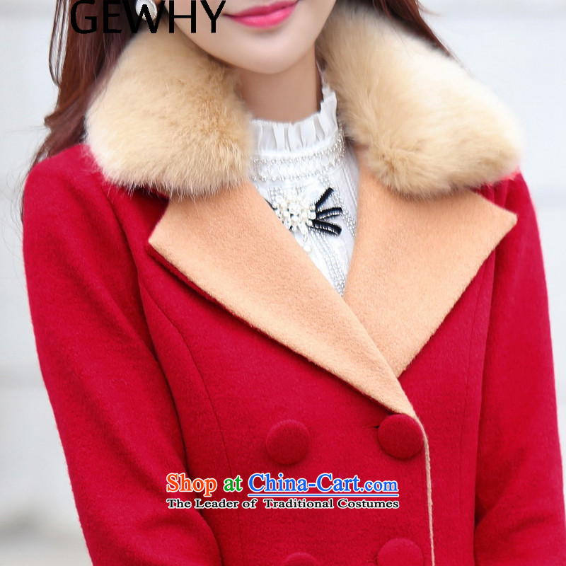 2015 Autumn and winter GEWHY new Korean Sau San double-long-sleeved jacket coat women gross? large red L,GEWHY,,, shopping on the Internet