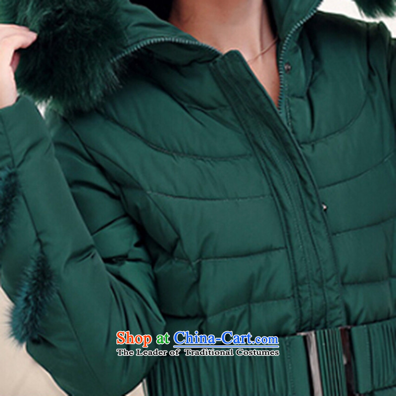 Elisabeth wa concluded card feather cotton coat to intensify the thick MM autumn and winter coats thick Mei Women 200 catties robe women extra cotton coat in long chubby woman XXXL, dark green sa replacing wa concluded card (SHAWADIKA) , , , shopping on the Internet