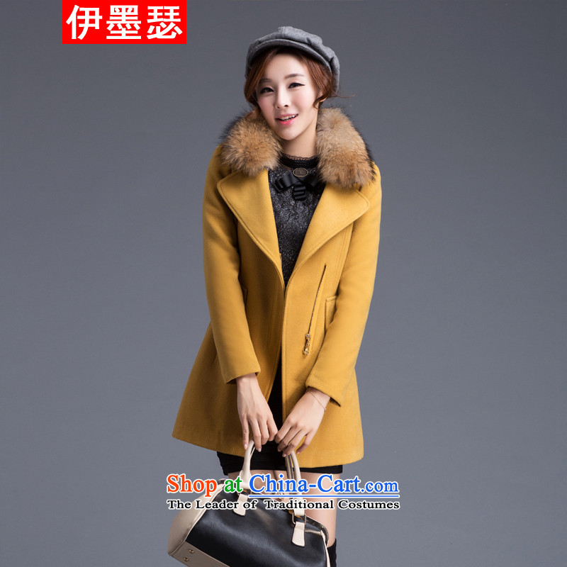 El ink Joseph 2015 new autumn and winter coats girl in gross? long hair?? Korean female jacket material with high wool for the navy blue cotton without L / size is too small, the cold war has been pressed shopping on the Internet