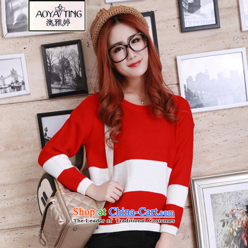 O Ya-ting to increase women's code 2015 autumn and winter new mm thick Korean version thin spell color woolen pullover, forming the knitwear 668 red3XL recommends that you 160-190 catty