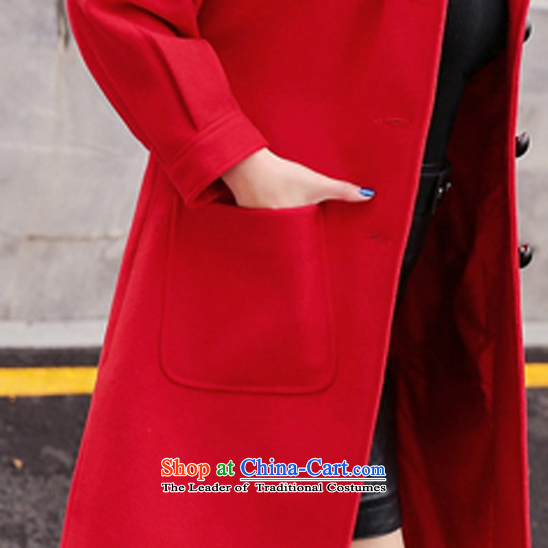 Mrs 2015 autumn and winter talks with the new Korean wild temperament lapel video in Sau San long thin stylish cuffs gentlewoman Gross Gross Jacket coat?? female red , L-hee (XINI) , , , shopping on the Internet