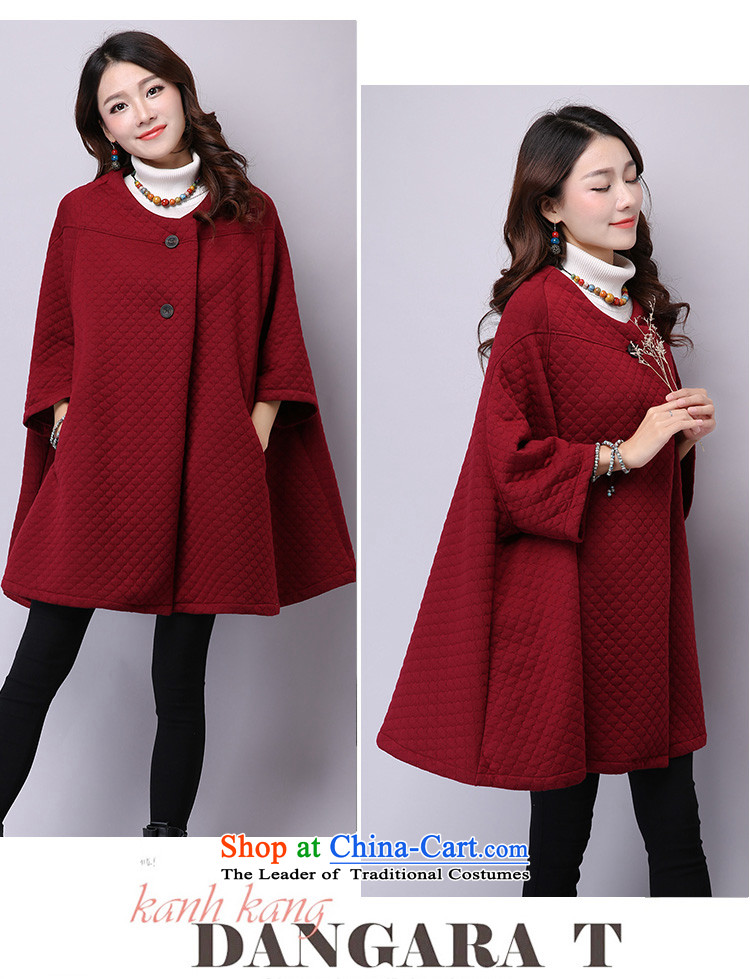 Chung Cayman El 2015 autumn and winter new Korean Couture fashion loose larger bat sleeves cloak jacket female 9918 wine red M picture, prices, brand platters! The elections are supplied in the national character of distribution, so action, buy now enjoy more preferential! As soon as possible.