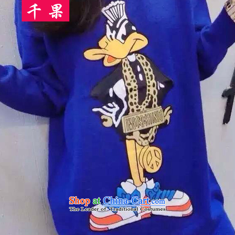 The results of the new Fall thousands of thick MM long-sleeved round-neck collar hedging cartoon stamp graphics thin sweater to intensify the long loose Knitted Shirt large black 5XL175-215 5798 T-shirt, around 922.747 thousand fruit (QIANGUO) , , , shopping on the Internet