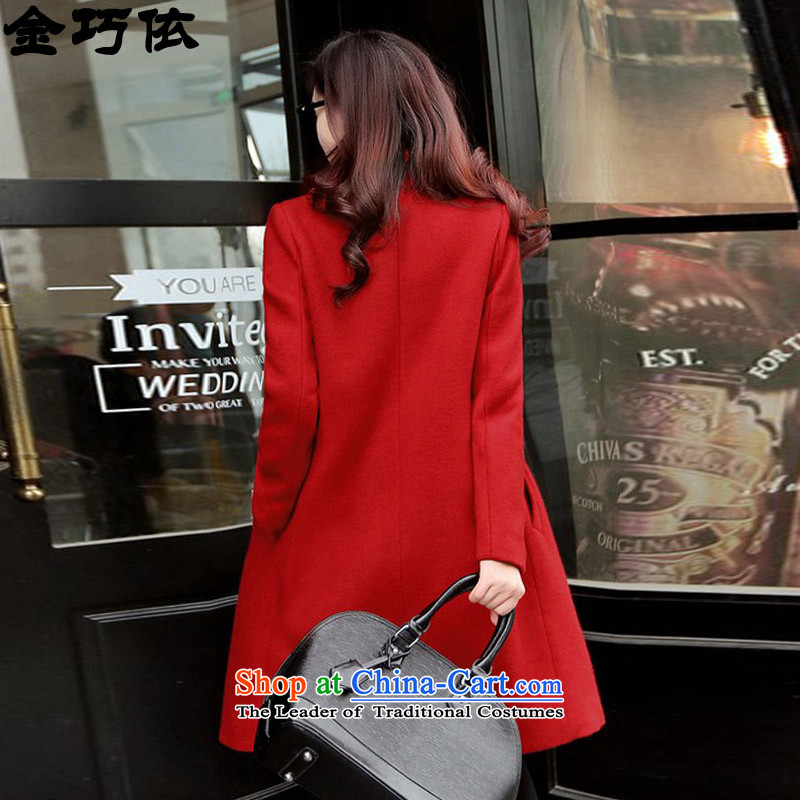 In accordance with the form 2015 gold Autumn and winter new graphics thin version korea long hair? female wool coat jacket female red HXY220? Kim are in accordance with the , , , M shopping on the Internet