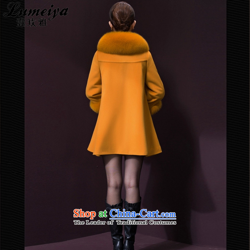 Receive new autumn 2015 Nga Korean temperament coats that long-Nagymaros collar coats jacket women gross? LMY109 yellow -A, L, receive a (LUMEIYA) , , , shopping on the Internet