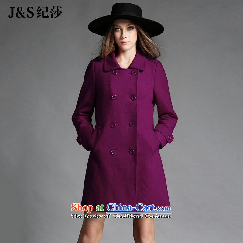 Elizabeth 2015 ultra high discipline code women winter new products Sau San stitching and stylish medium to long term, to increase grossZR2073- jacket purple3XL?