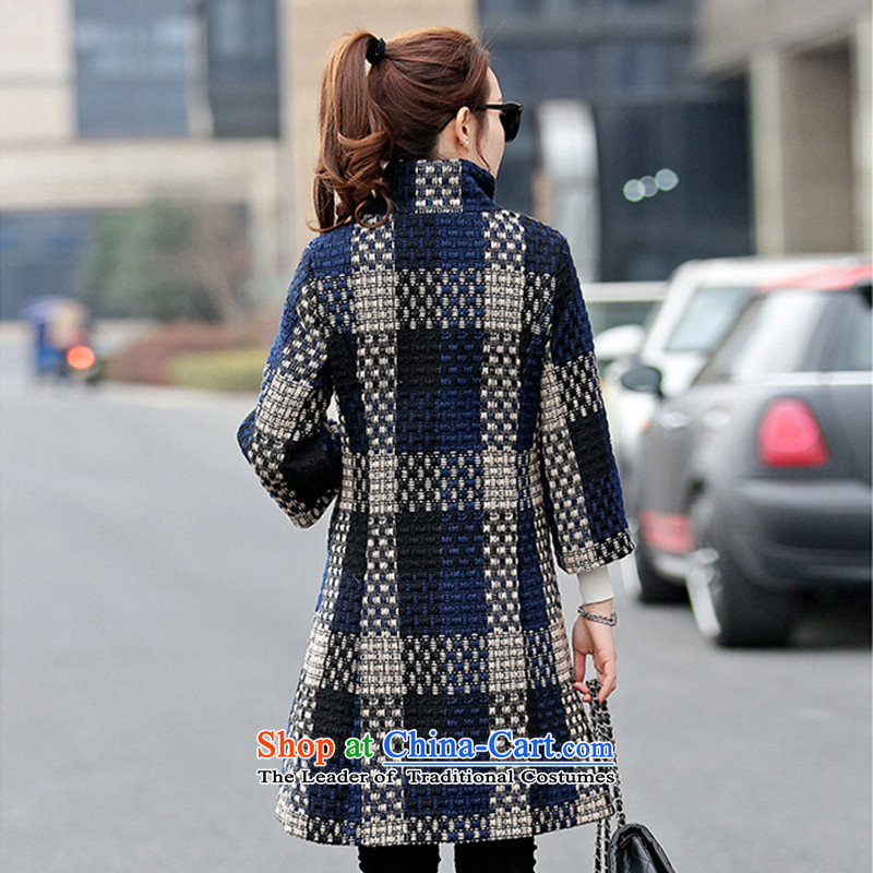 Scented Winter 2015 new stylish knitting weaving grid coarse wool terylene V1708 jacket picture color XL, scented shopping on the Internet has been pressed.