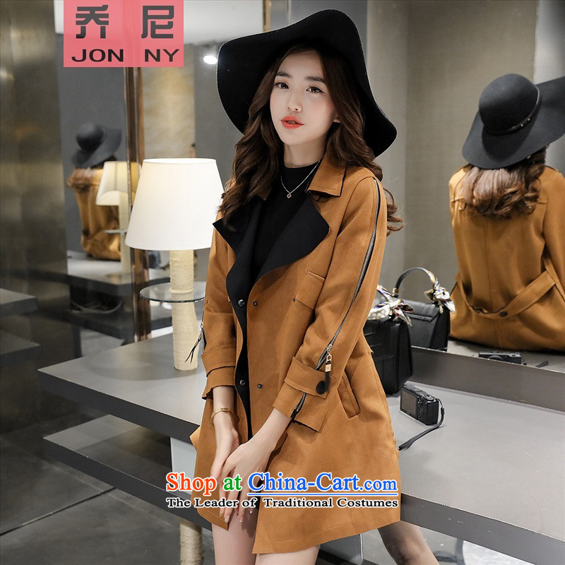 Cioni autumn 2015 was in OL long decorated jacket, female autumn new skin lint-free video thin double-female windbreaker and Color M