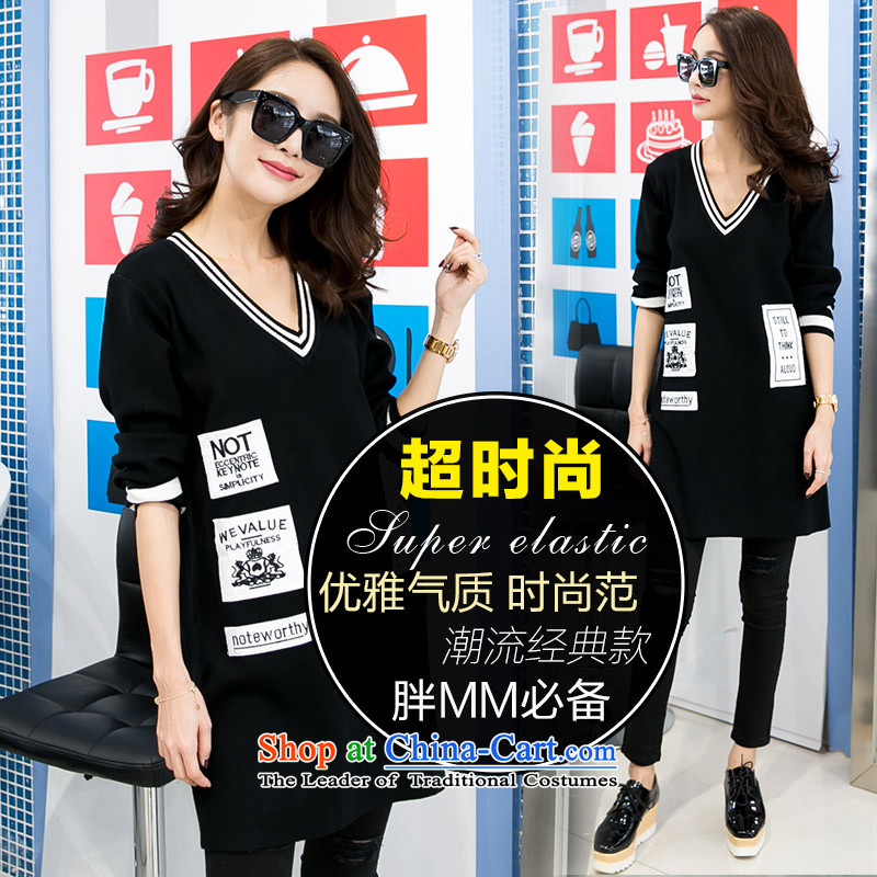 Amista Asagaya Gigi Lai xl women in autumn and winter long plane collision color graphics thin V-Neck Sweater Knit large relaxd dress code in 9651 Black Large Number Of Honey Gigi Lai , , , shopping on the Internet