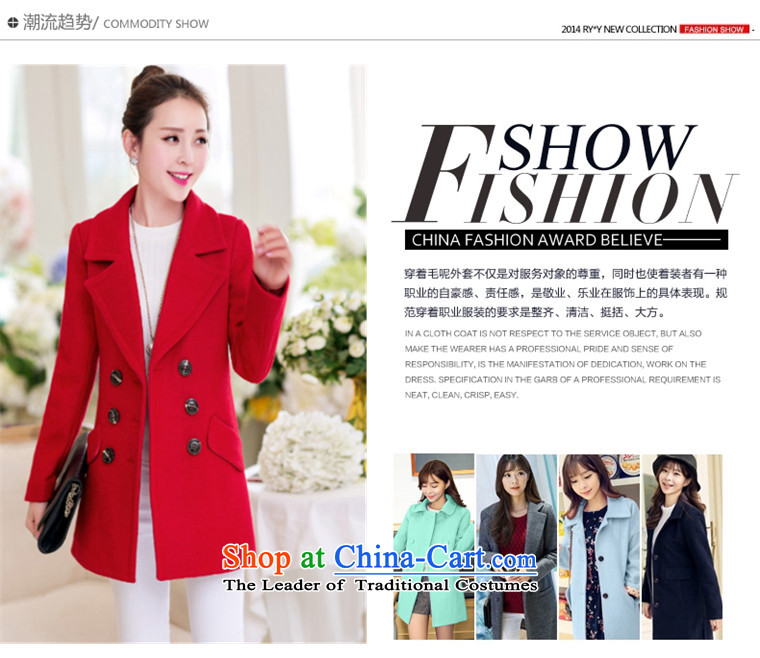 In accordance with the CEN 2015 bathing in the autumn and winter new Korean reverse collar double-a long coats in sweet gross? jacket J265# Sau San blue L picture, prices, brand platters! The elections are supplied in the national character of distribution, so action, buy now enjoy more preferential! As soon as possible.